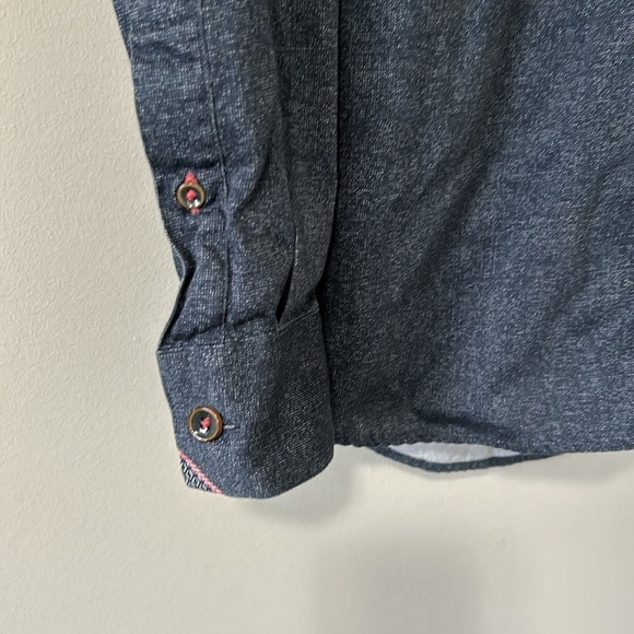 Ted Baker London Mens Long Sleeve Button Down Dress Shirt Denim Blue Sz 3 Medium - Picture 6 of 16